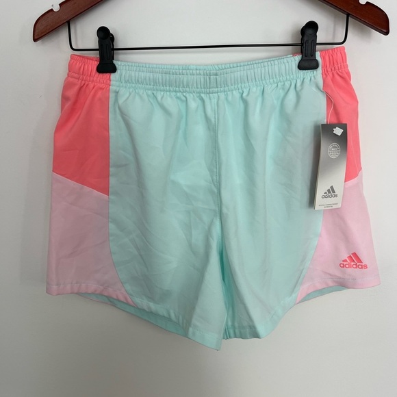 NWT Adidas girl Colorblock Shorts Pink and Mint size XL - Picture 2 of 5